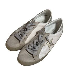 Shu Shop Paula Bone Snake Leather Star Sneakers Women's 8.5 gitter
